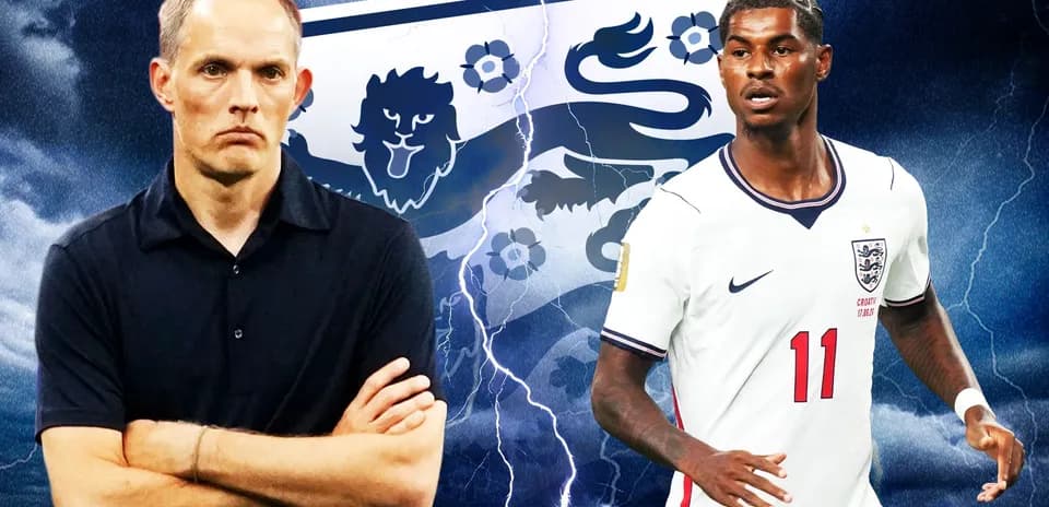 Entrenador y jugador de Inglaterra en fondo dramático