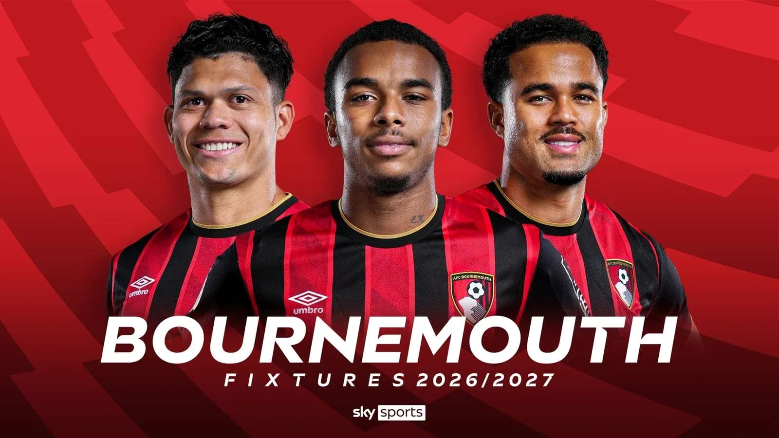 Tres jugadores de AFC Bournemouth posando juntos