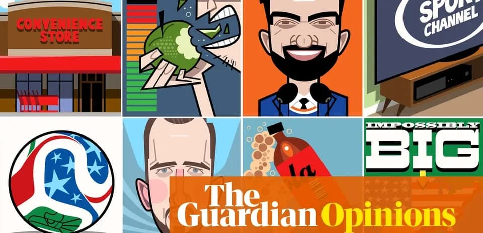 Collage of illustrations related to sports and commentary
