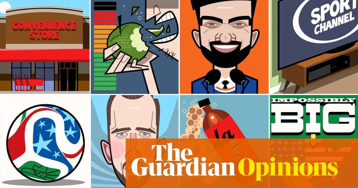 Collage of illustrations related to sports and commentary