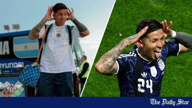 Jugador argentino haciendo gestos en dos situaciones