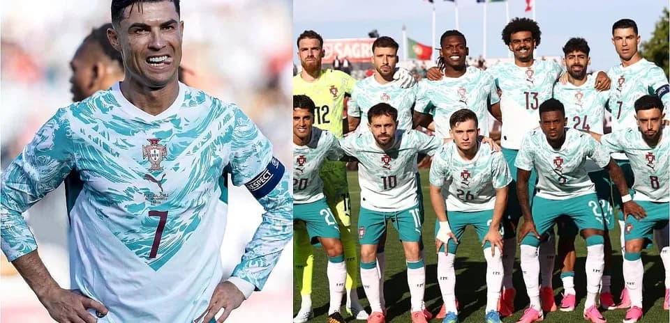 Cristiano Ronaldo y equipo de Portugal en partido