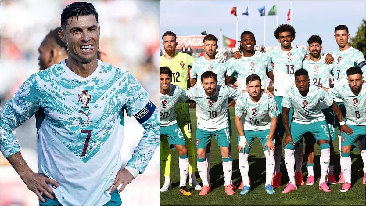 Cristiano Ronaldo y equipo de Portugal en partido