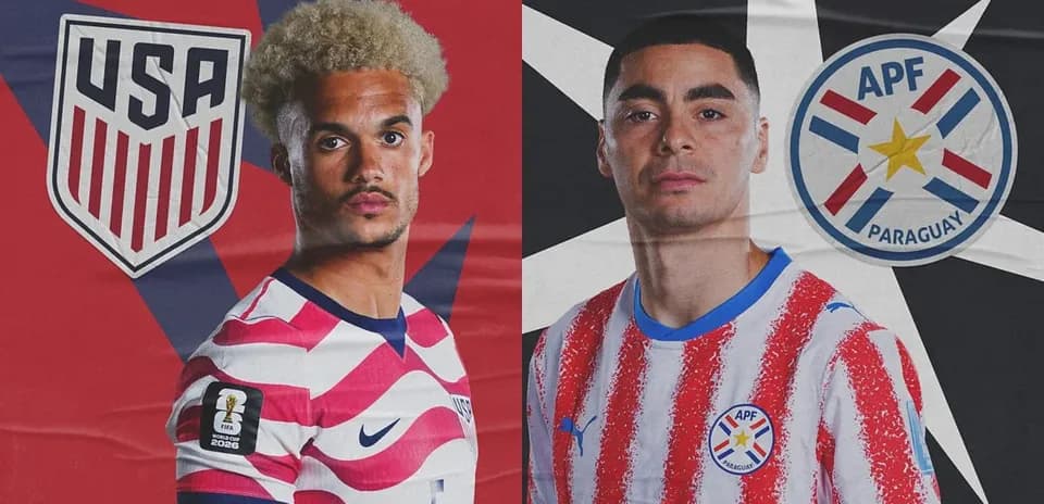 Jugadores de EE. UU. y Paraguay en uniforme