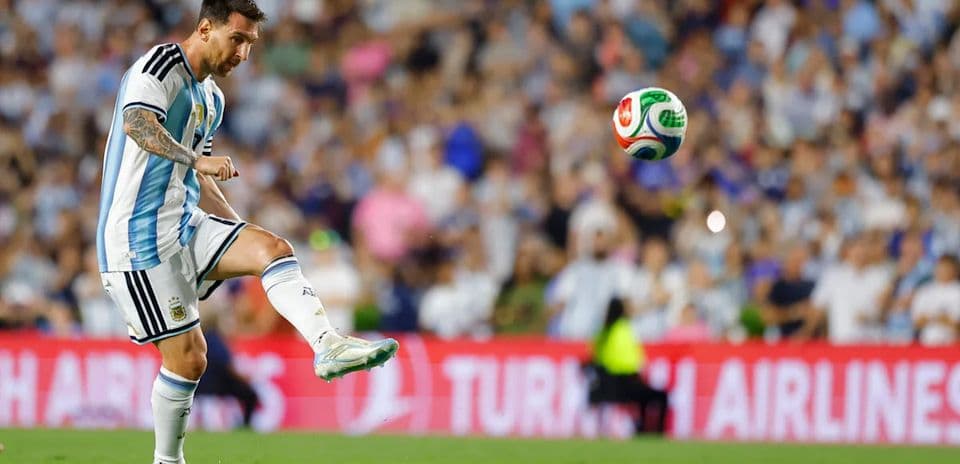 Lionel Messi controlling the ball during a match