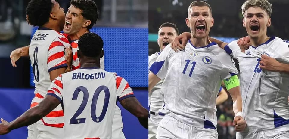 Celebración de goles de USA y Bosnia y Herzegovina