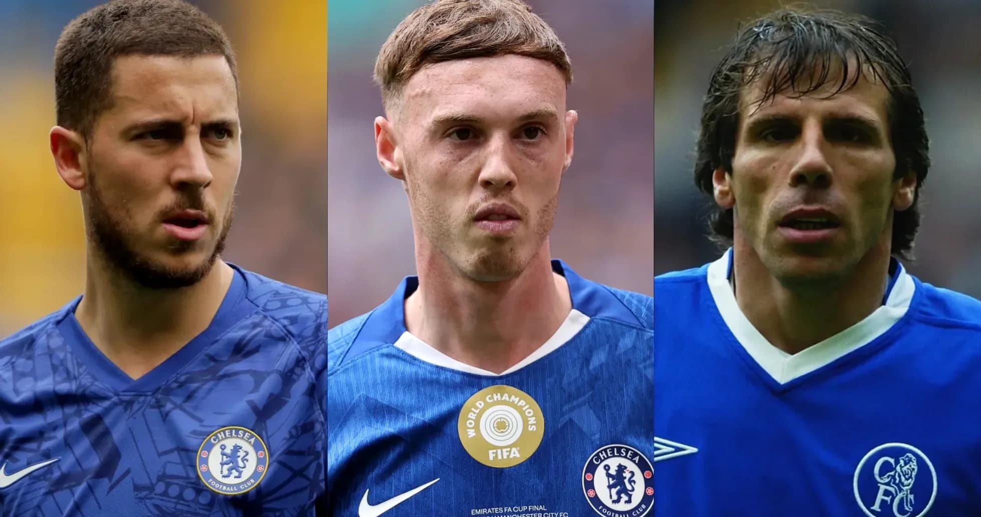Tres jugadores de Chelsea en camisetas del club