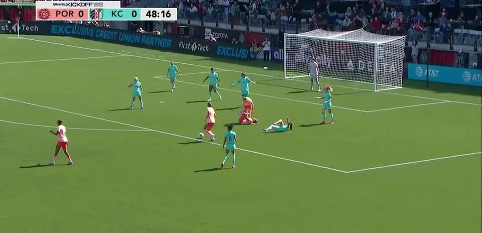 Jugadora de Portland Thorns en acción durante el partido
