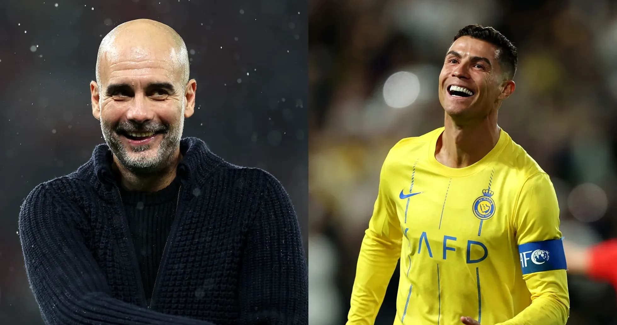 Pep Guardiola y Cristiano Ronaldo en el estadio