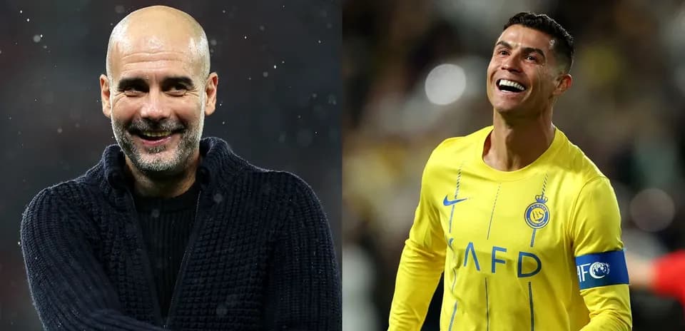Pep Guardiola y Cristiano Ronaldo en el estadio