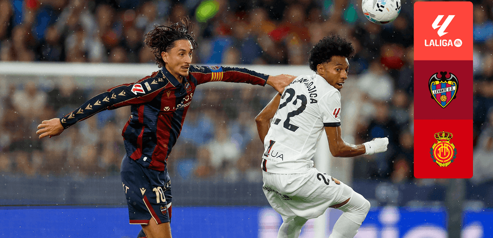 Jugador de Levante persigue a jugador de Mallorca
