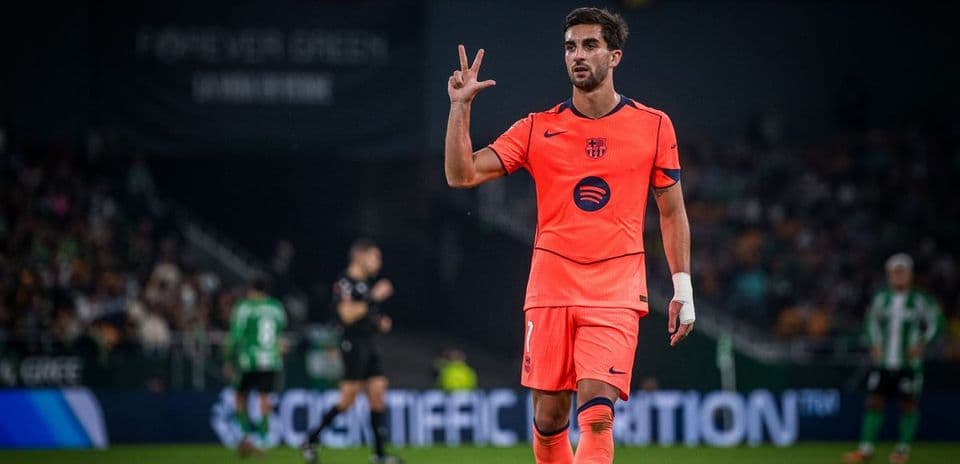 Jugador de Barcelona celebrando en el partido