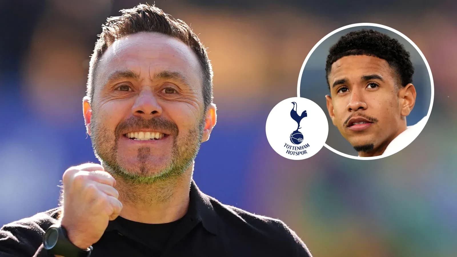 Entrenador sonriente de Tottenham Hotspur en el campo