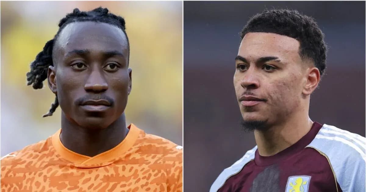 Dos jugadores en primer plano antes del partido