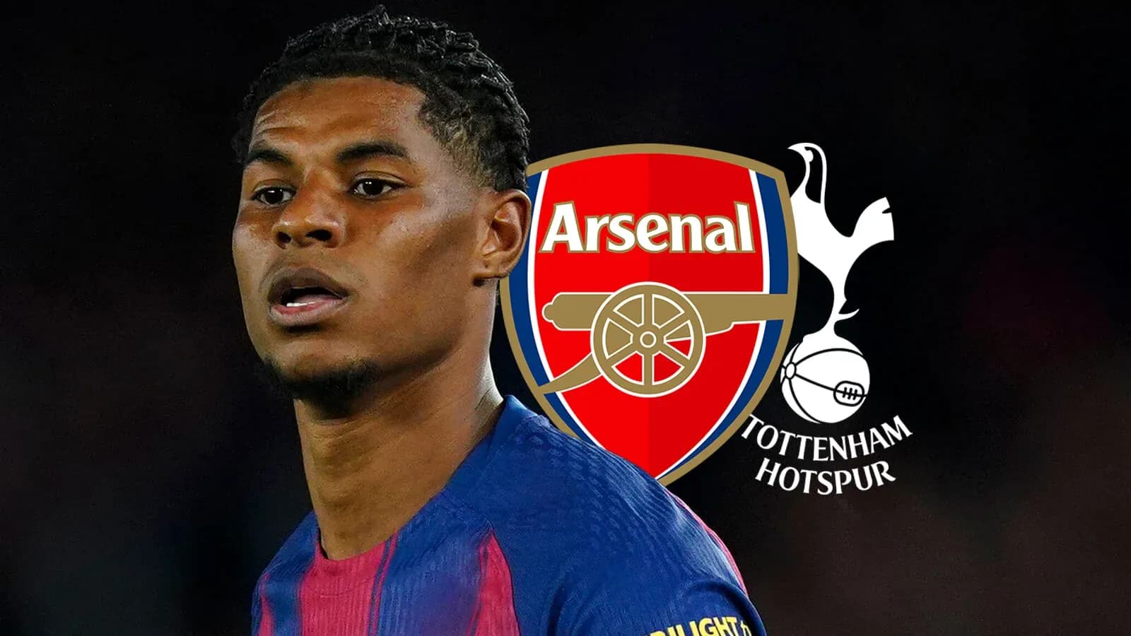 Jugador con logotipos de Arsenal y Tottenham Hotspur