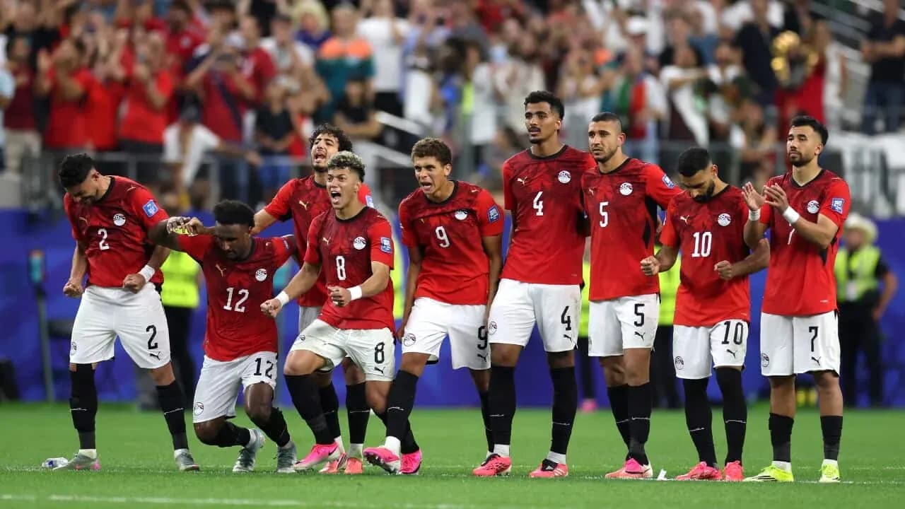 Jugadores de Egipto celebrando en el Mundial