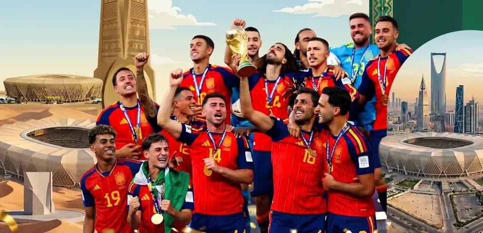 Equipo de España celebrando la victoria con trofeo