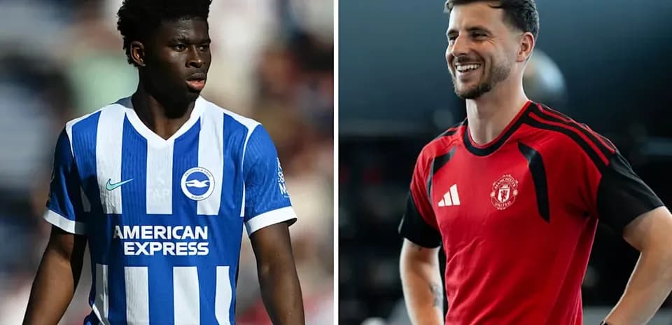 Jugadores de Brighton y Manchester United posando