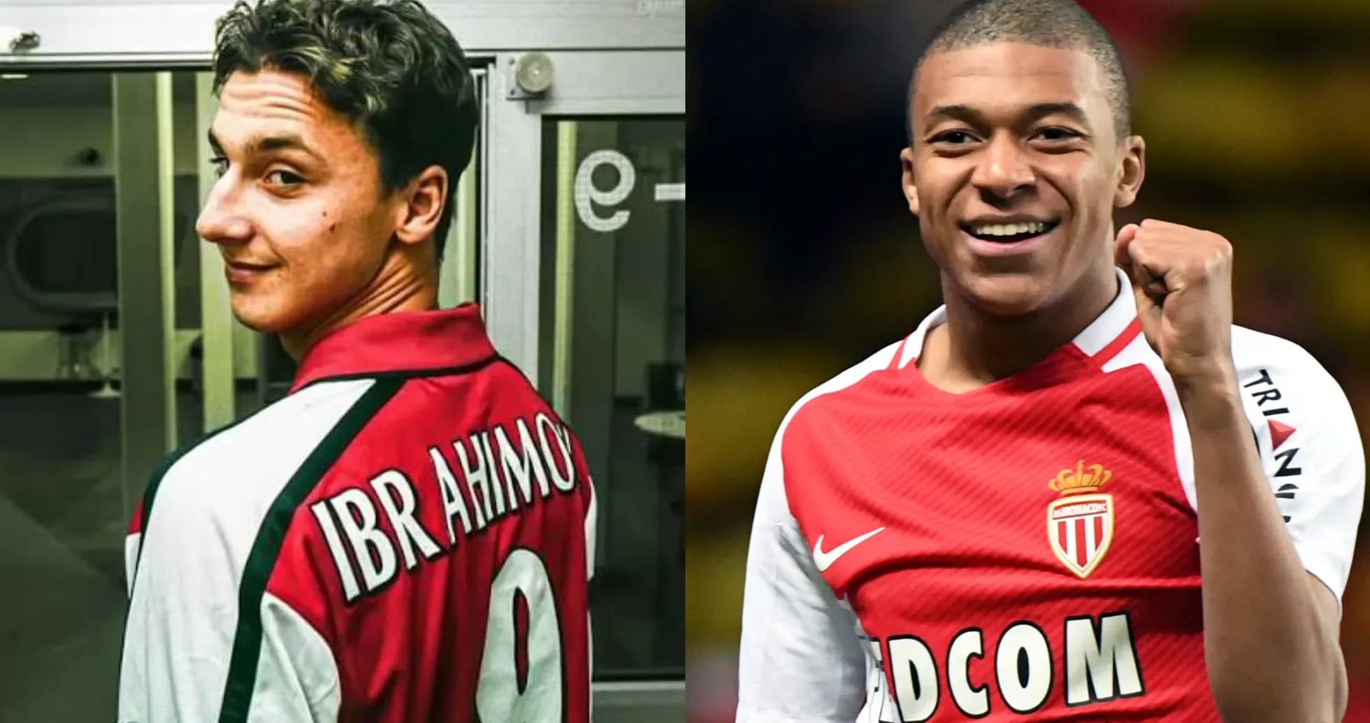 Ibrahimovic y Mbappé en camisetas de fútbol