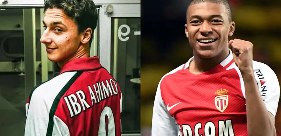 Ibrahimovic y Mbappé en camisetas de fútbol