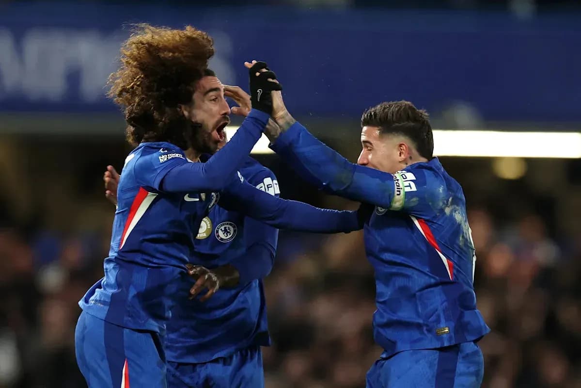 Jugadores de Chelsea celebrando un gol en el partido