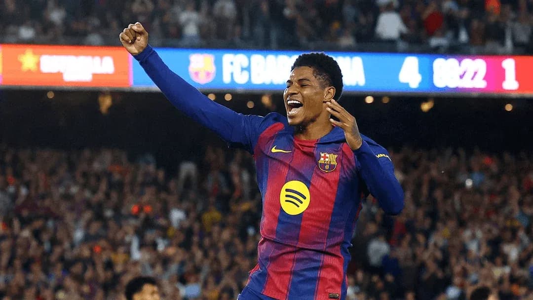 Jugador de Barcelona celebrando un gol en el estadio