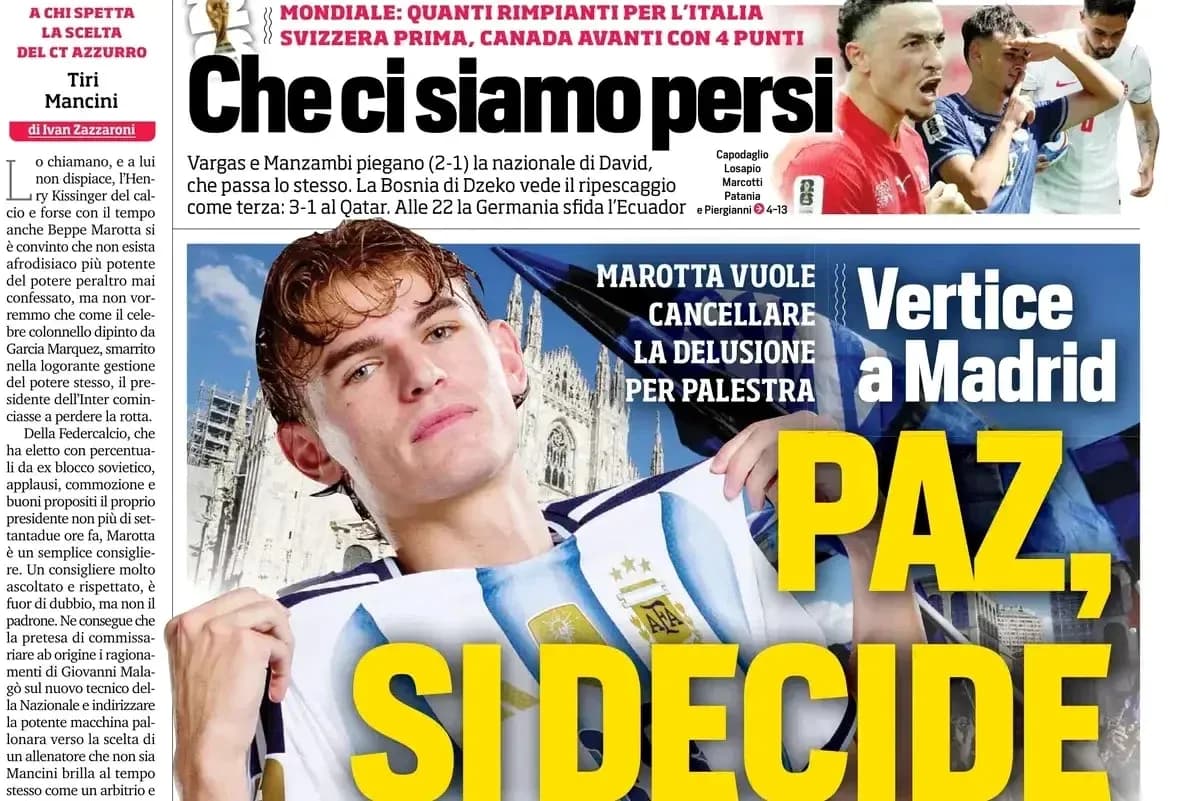 Portada de periódico con jugador de fútbol y titulares