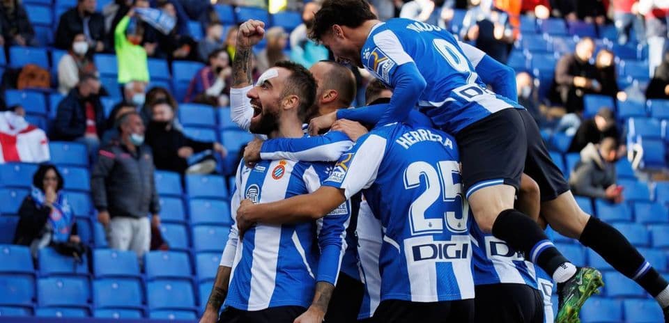 Jugadores del Espanyol celebrando un gol