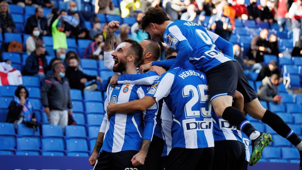 Jugadores del Espanyol celebrando un gol