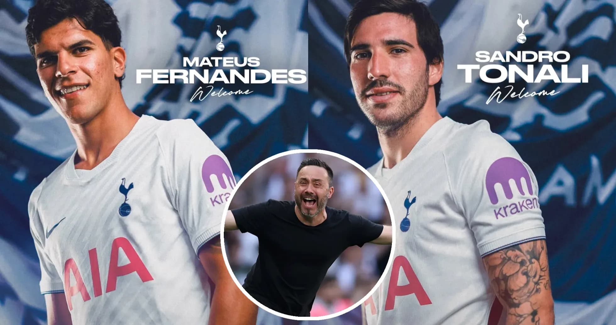 Mateus Fernandes y Sandro Tonali presentados por Tottenham