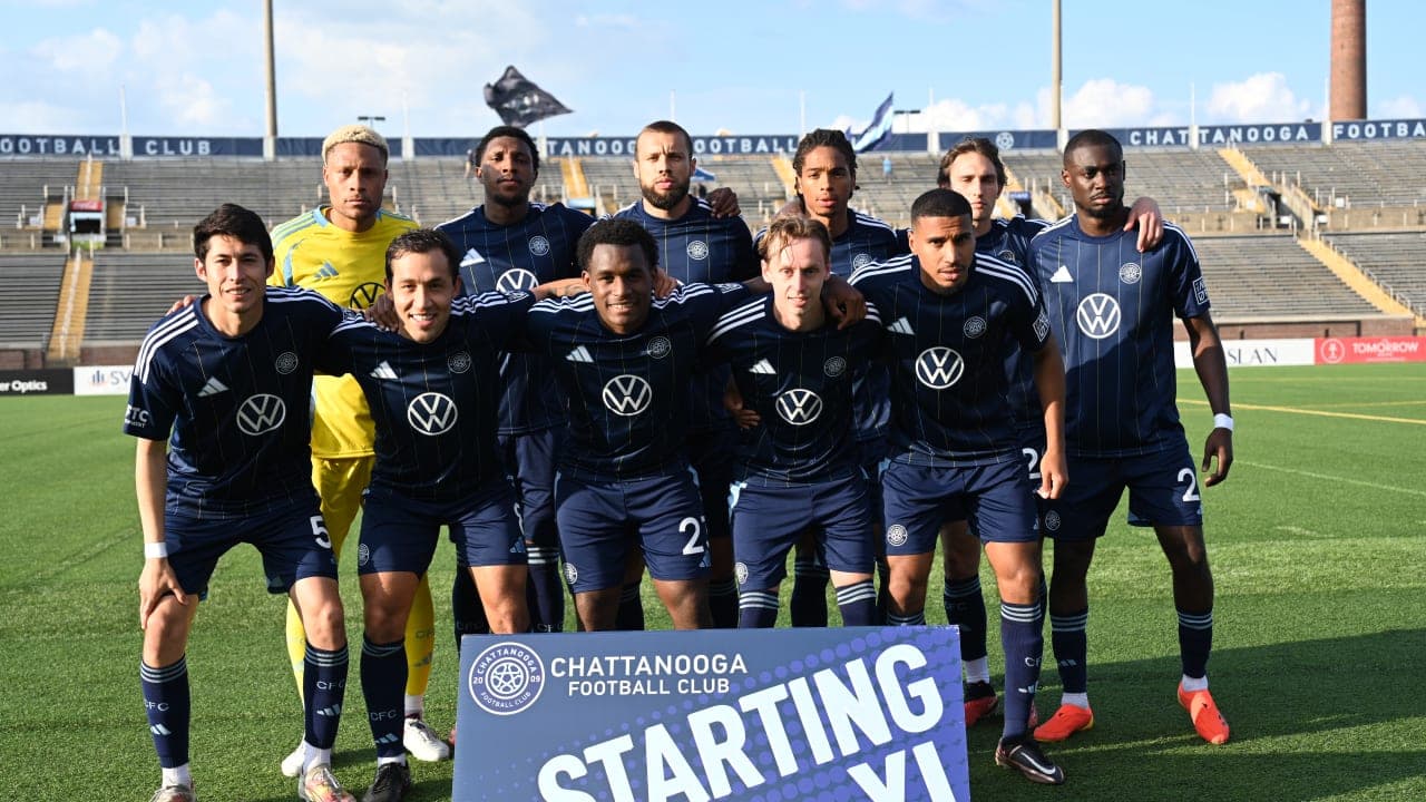 Jugadores de Chattanooga FC antes del partido
