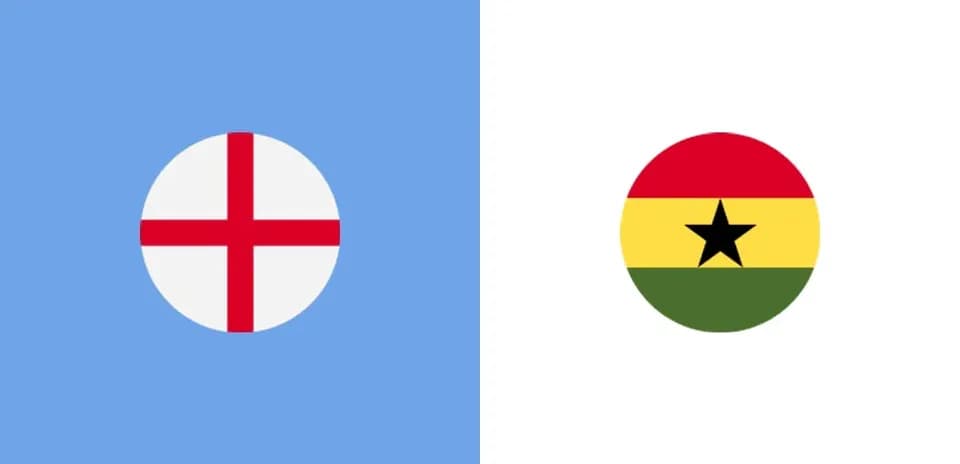 Banderas de Inglaterra y Ghana en fondo colorido