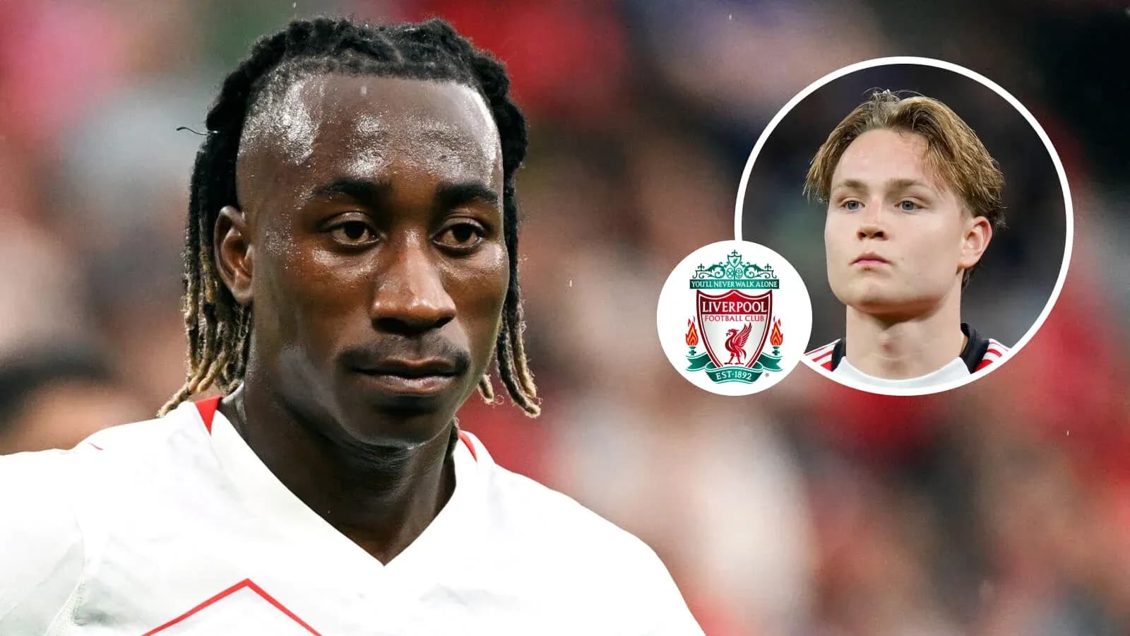 Jugador de fútbol en acción con logo de Liverpool