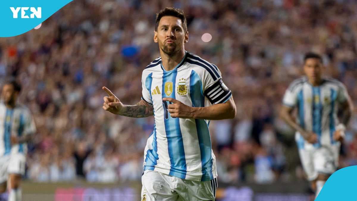 Lionel Messi celebrando un gol con la selección argentina