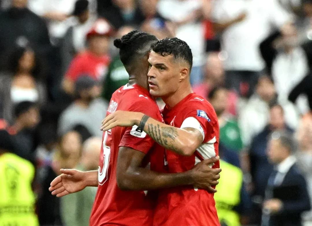 Jugadores de Suiza celebrando un gol