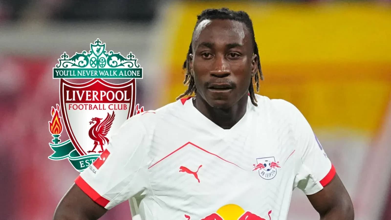 Jugador de RB Leipzig con logo de Liverpool