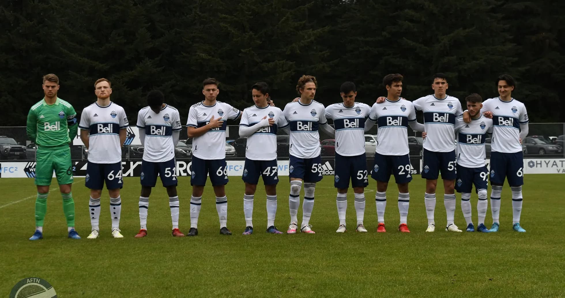Jugadores de Vancouver Whitecaps II alineados