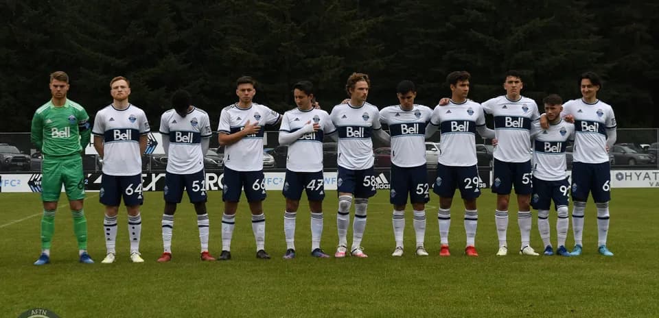 Jugadores de Vancouver Whitecaps II alineados