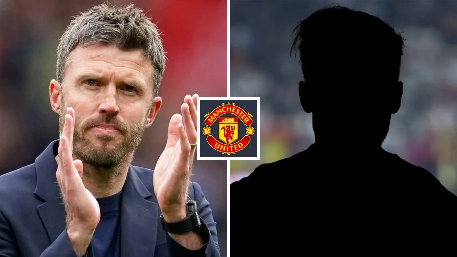 Entrenador aplaudiendo con escudo de Manchester United