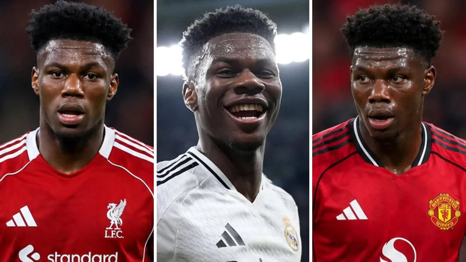 Tres imágenes de jugador en diferentes camisetas de clubes