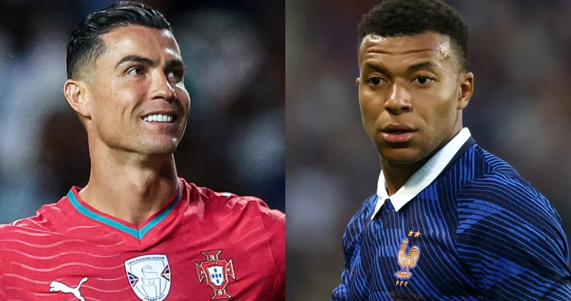 Cristiano Ronaldo y Kylian Mbappé en retratos de juego