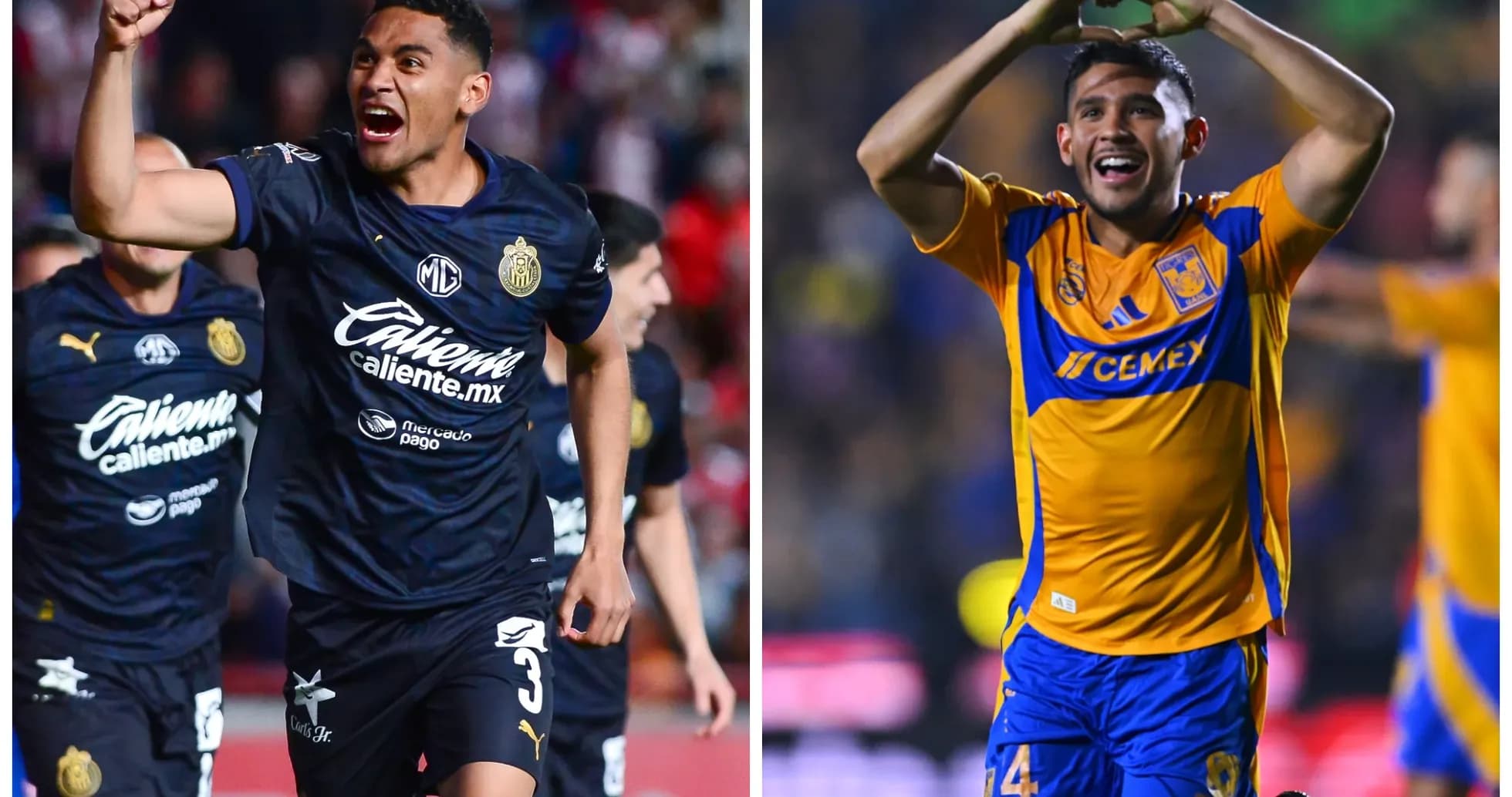 Jugadores celebrando goles en el partido