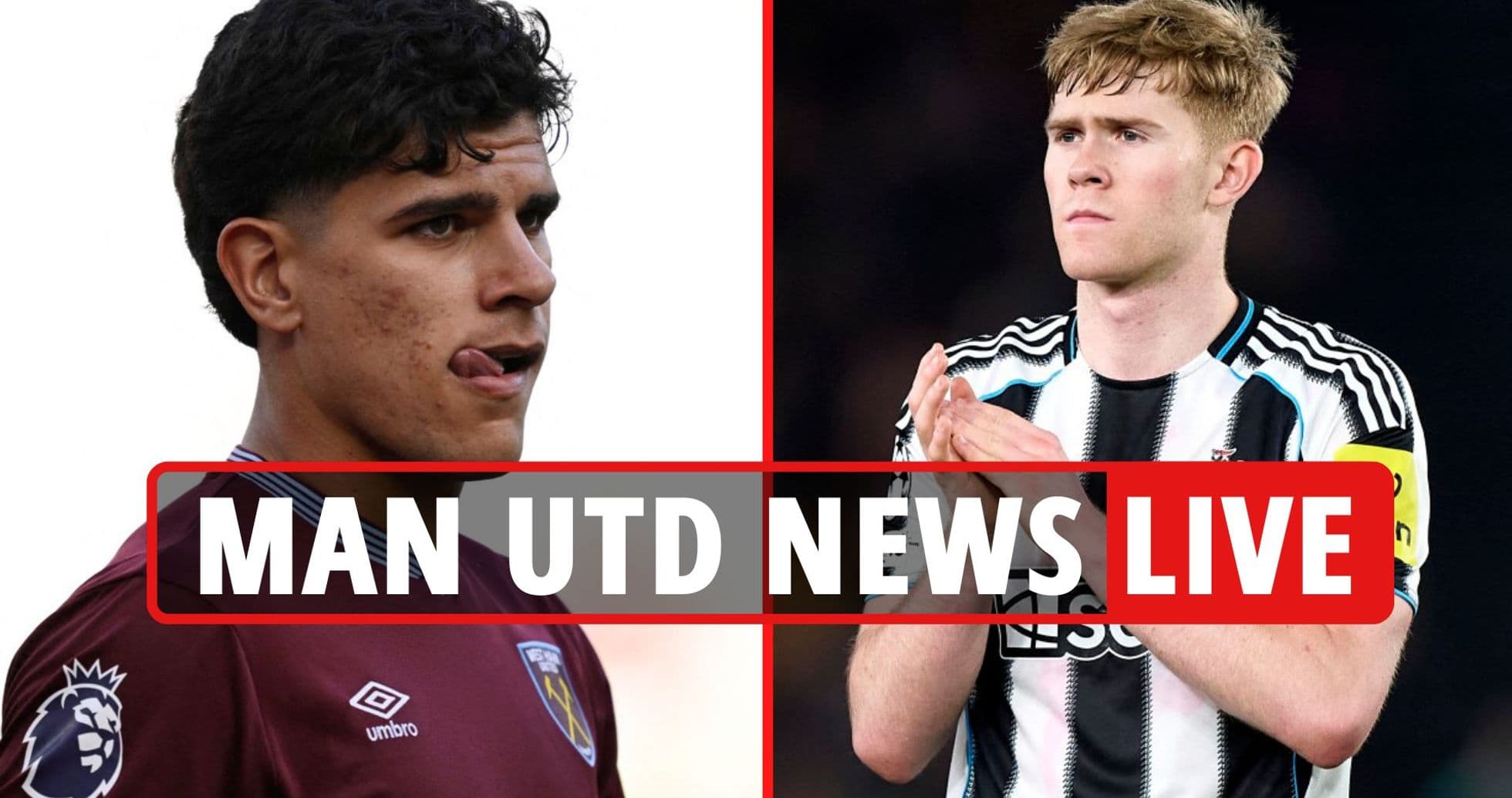 Jugadores de West Ham y Newcastle en un montaje
