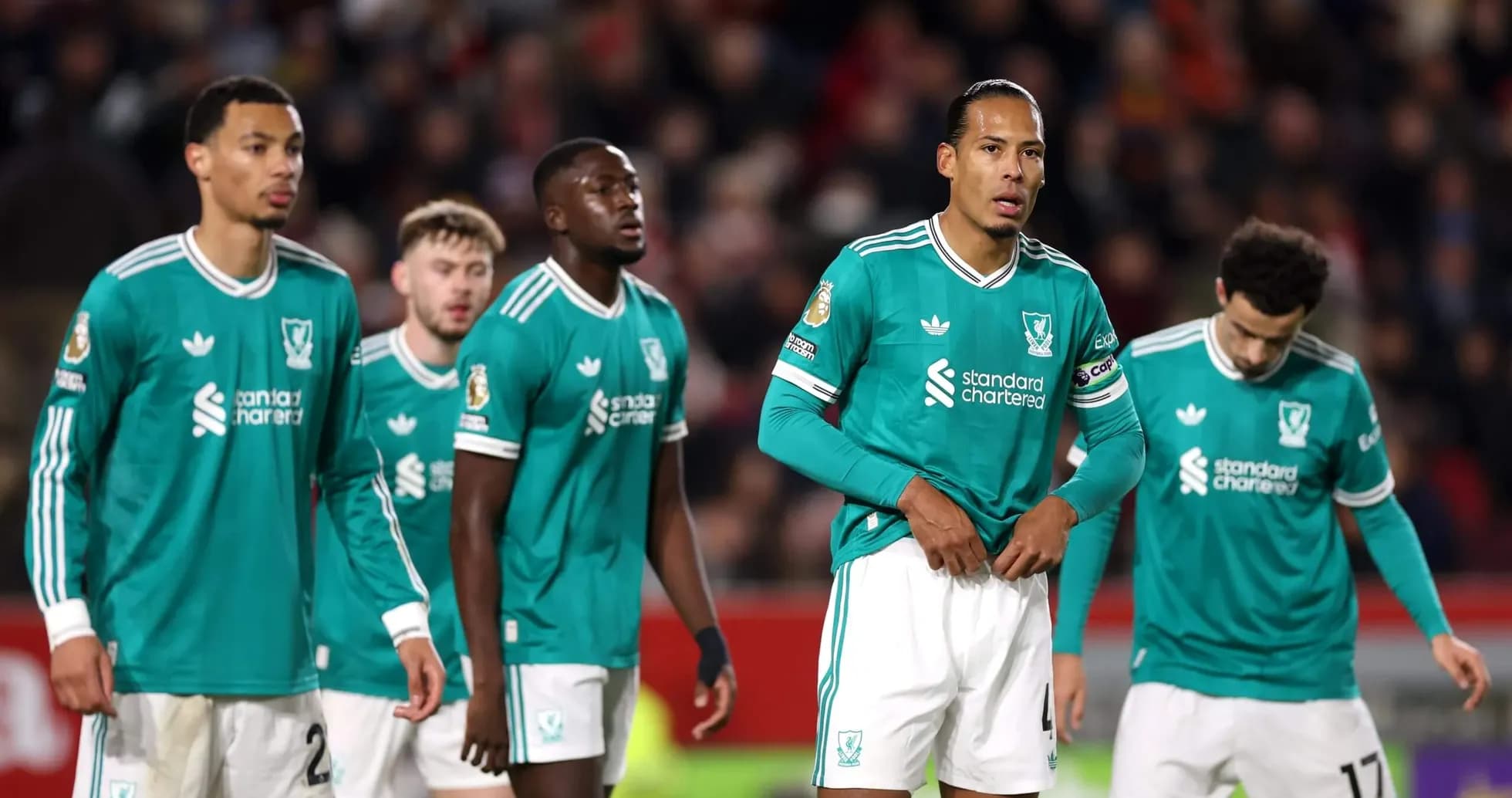 Jugadores de Liverpool en el partido