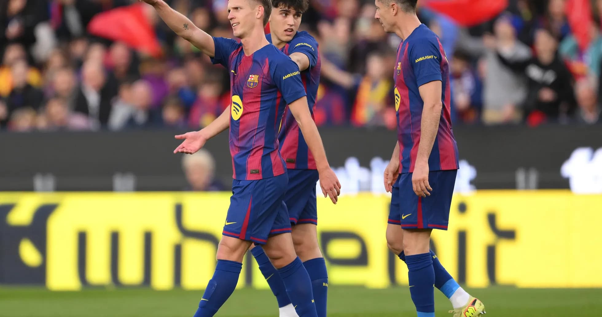 Jugadores de Barcelona celebrando un gol