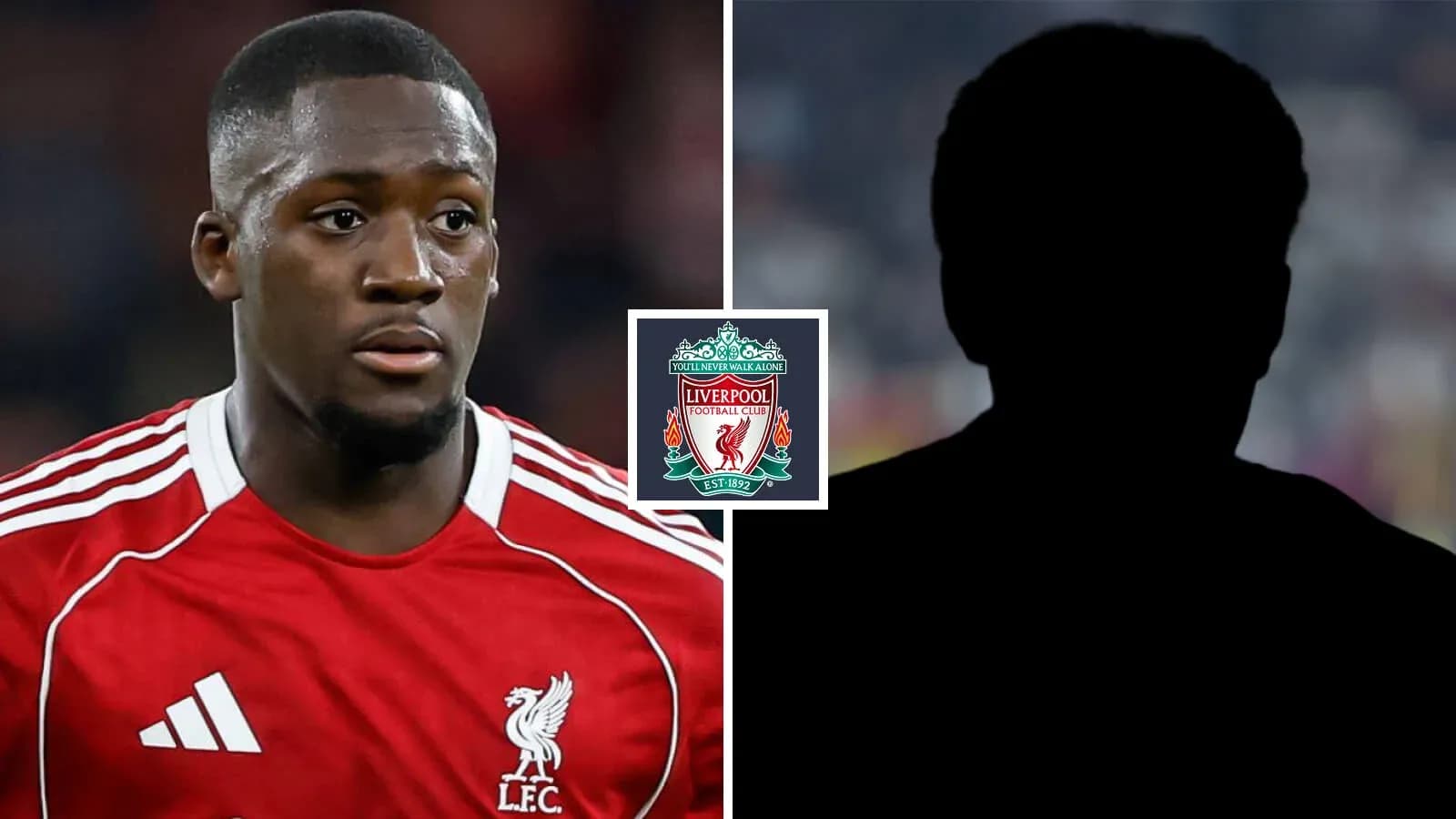 Jugador de Liverpool y silueta de otro jugador Jugador de Liverpool y silueta de otro jugador