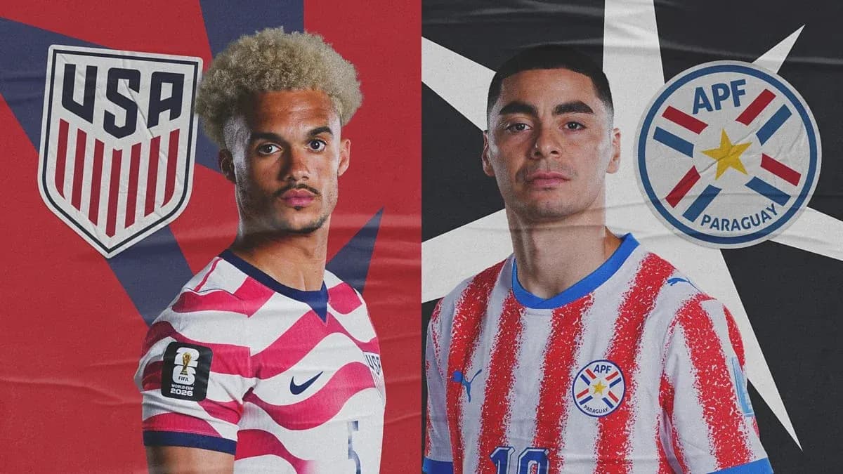 Jugadores de EE. UU. y Paraguay en uniforme Jugadores de EE. UU. y Paraguay en uniforme