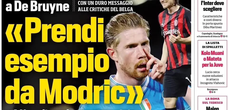 De Bruyne en primer plano con Modric al fondo De Bruyne en primer plano con Modric al fondo
