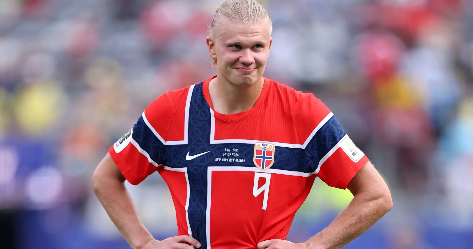 Jugador de Noruega en uniforme durante partido Jugador de Noruega en uniforme durante partido