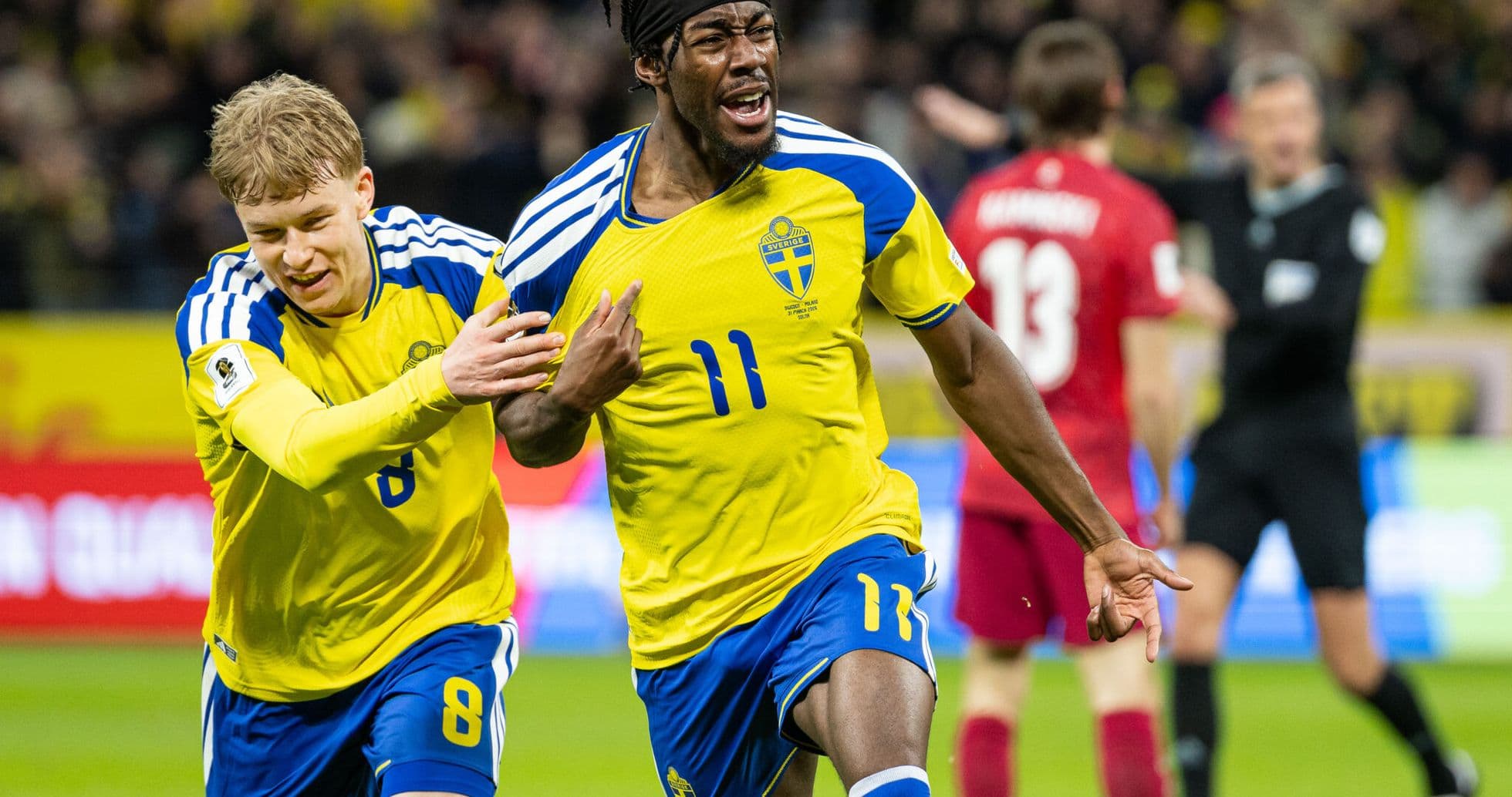 Jugadores de Suecia celebrando un gol Jugadores de Suecia celebrando un gol